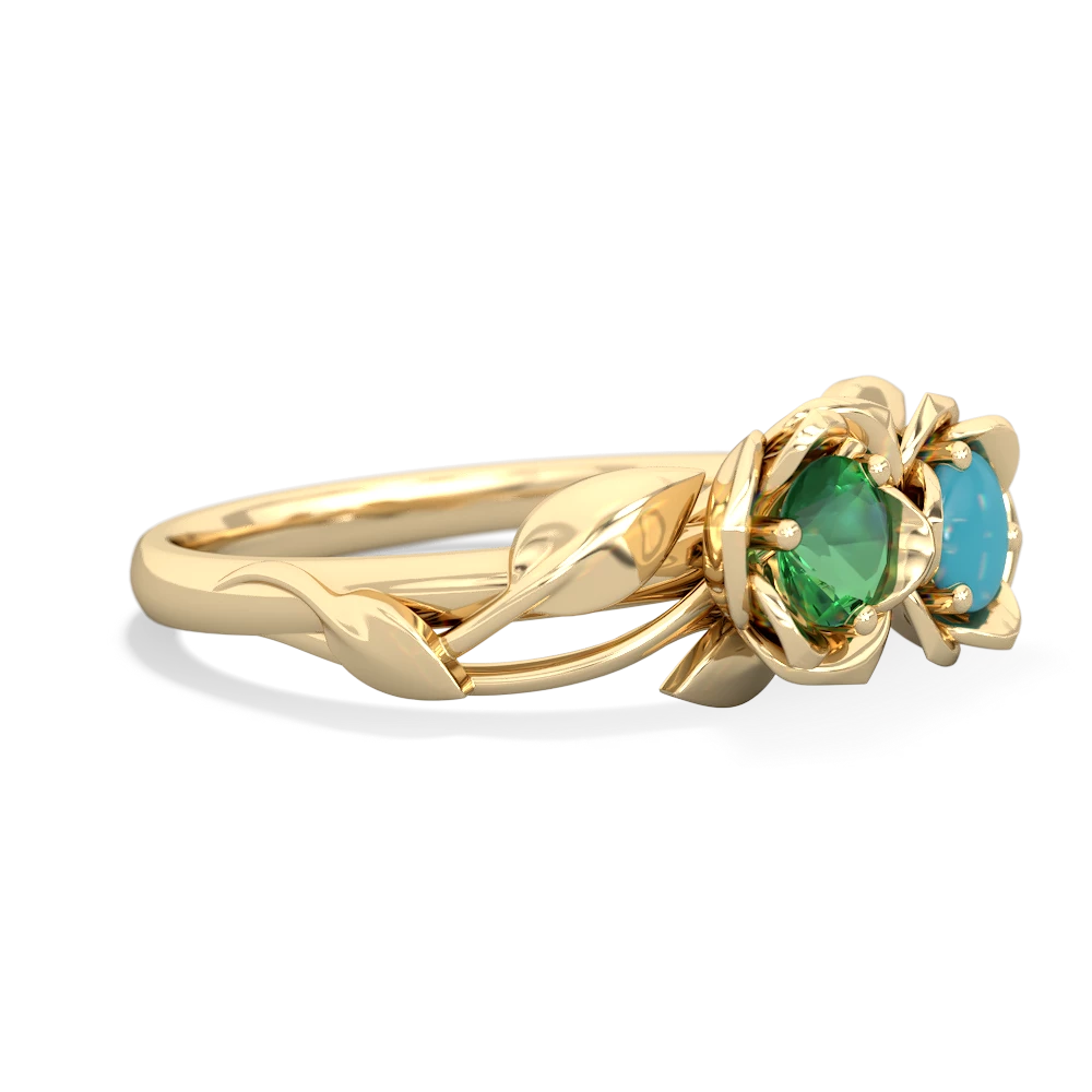 Lab Emerald Rose Garden 14K Yellow Gold ring R5510