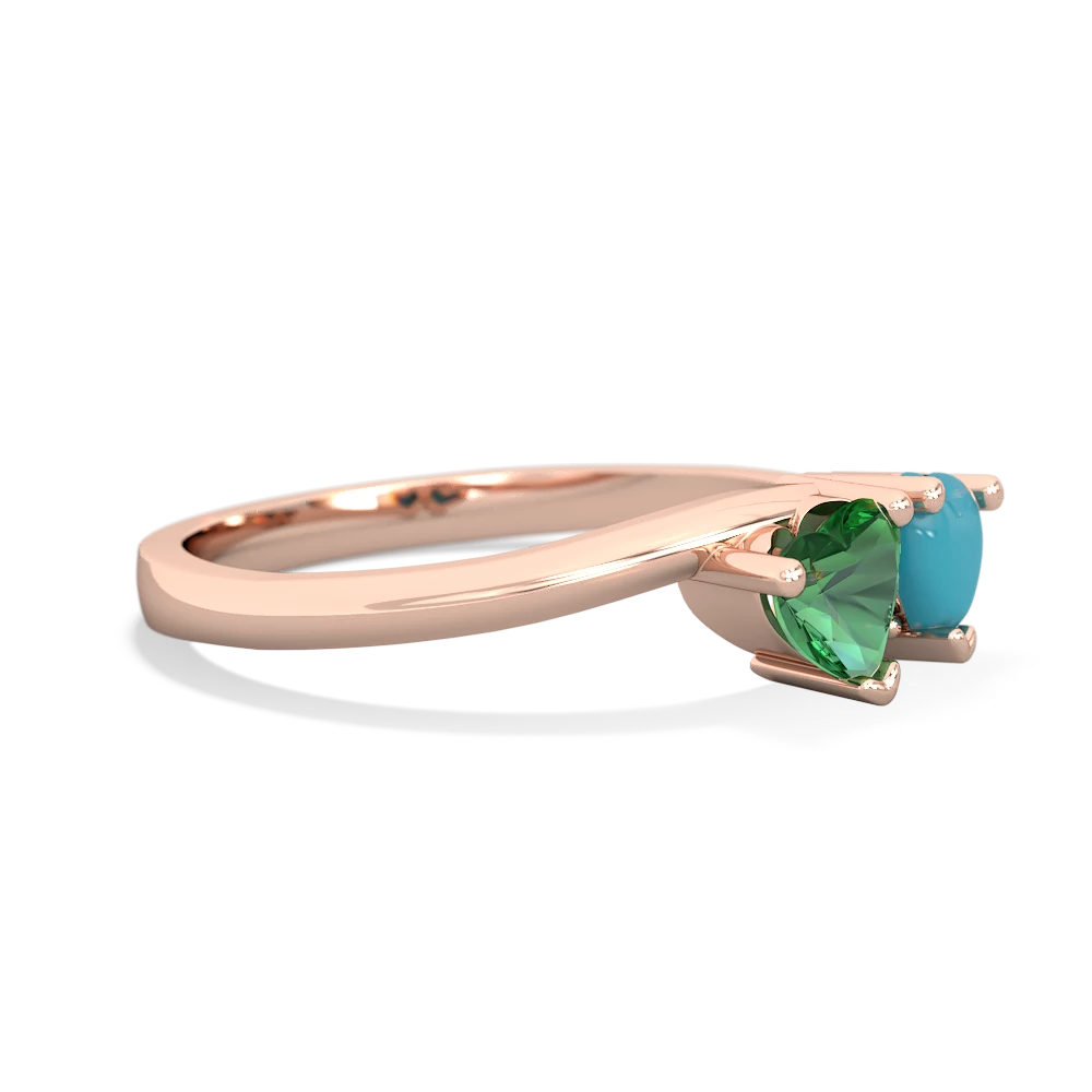 Lab Emerald Sweethearts 14K Rose Gold ring R5260