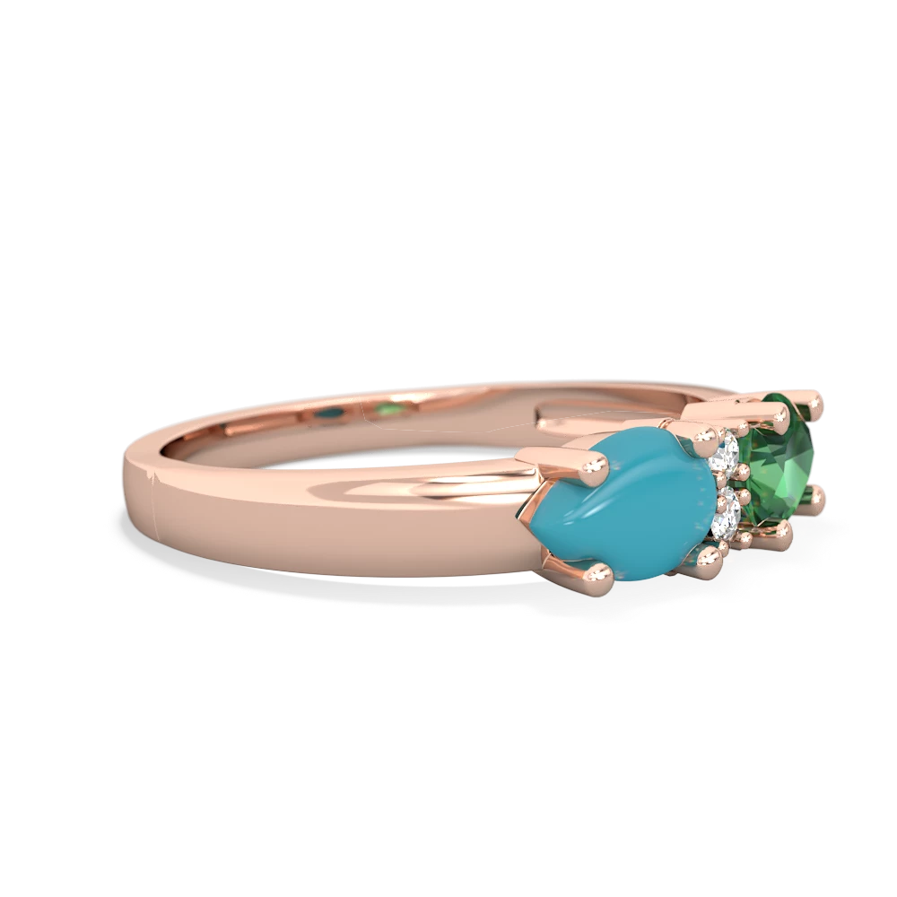 Lab Emerald Pear Bowtie 14K Rose Gold ring R0865