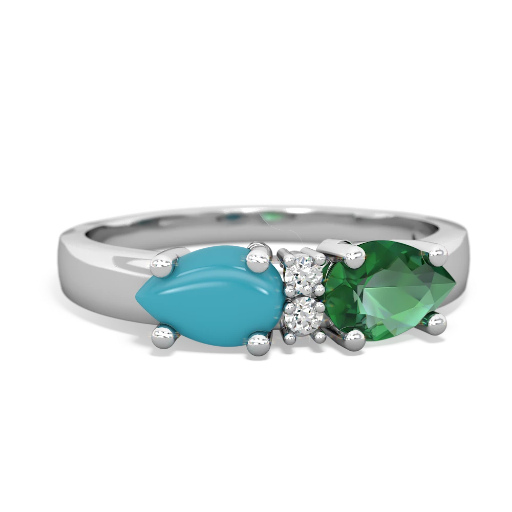 Lab Emerald Pear Bowtie 14K White Gold ring R0865