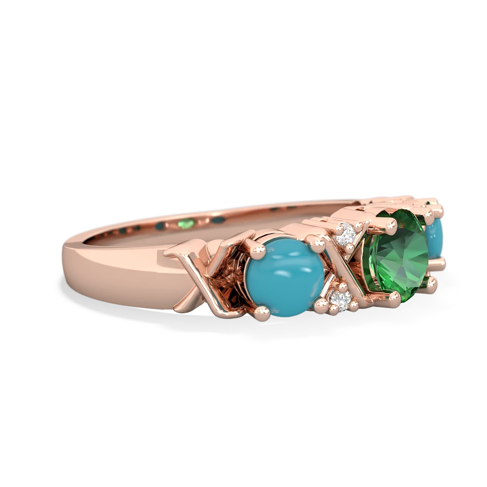 Lab Emerald Hugs And Kisses 14K Rose Gold ring R5016