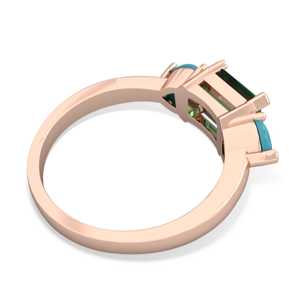 Lab Emerald Three Stone 14K Rose Gold ring R5235