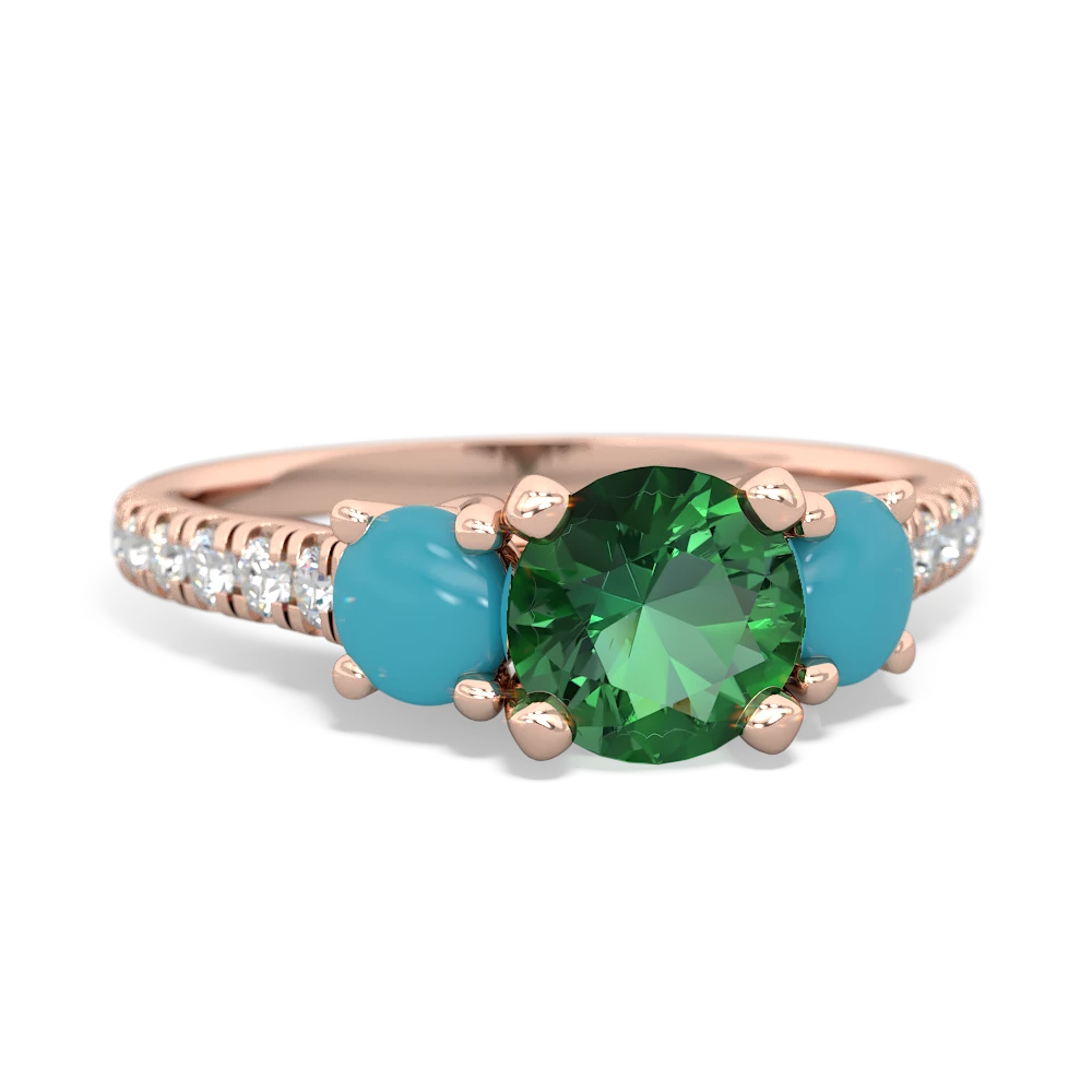 Lab Emerald Pave Trellis 14K Rose Gold ring R5500