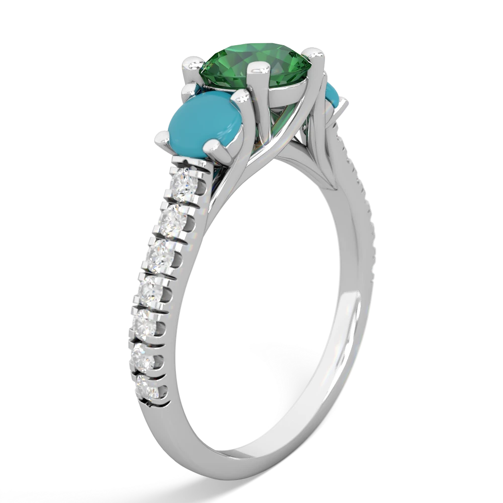 Lab Emerald Pave Trellis 14K White Gold ring R5500