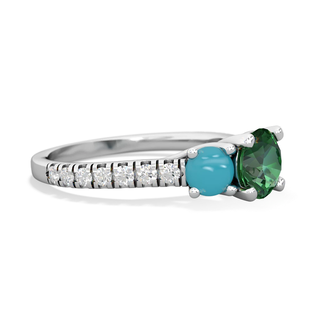 Lab Emerald Pave Trellis 14K White Gold ring R5500