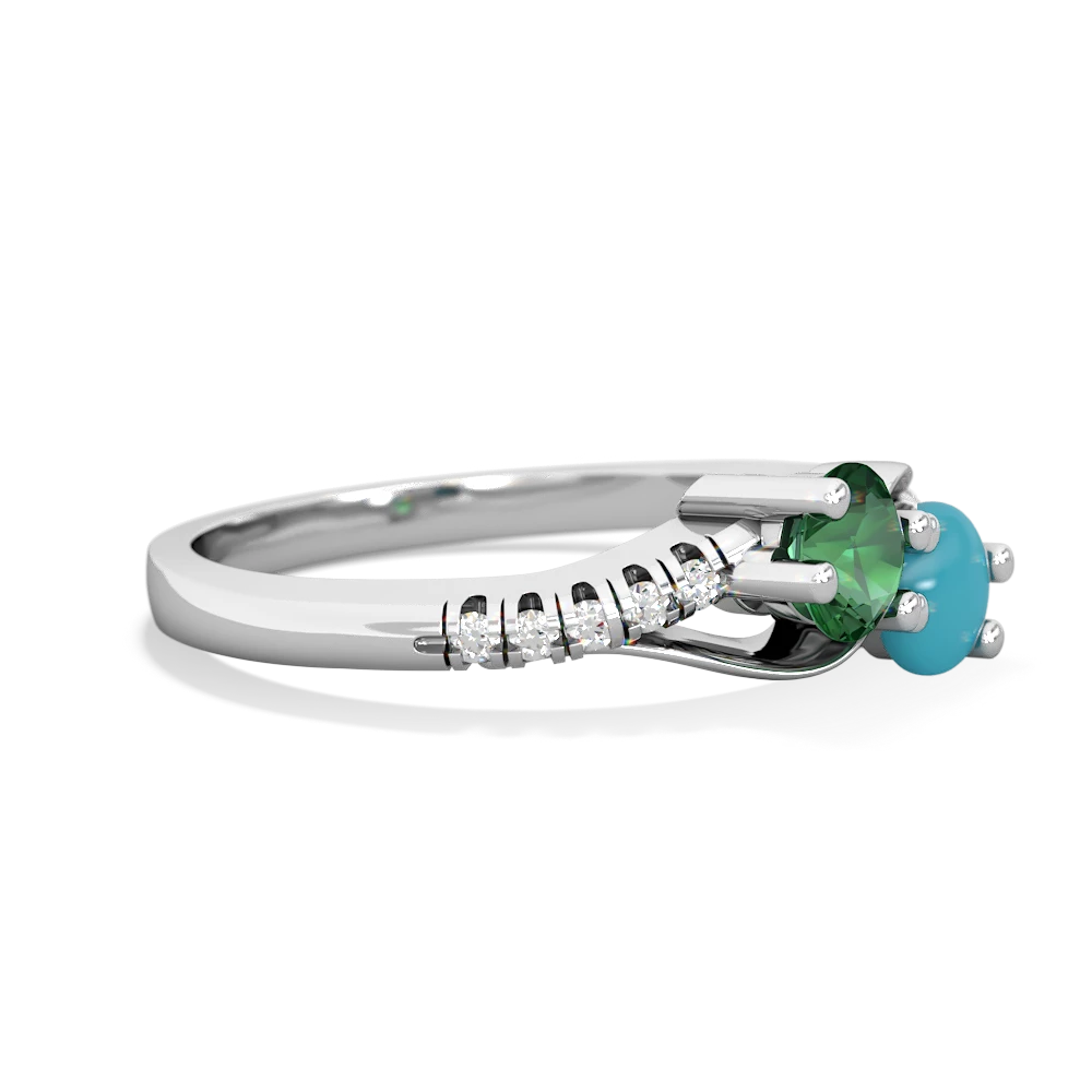 Lab Emerald Infinity Pave Two Stone 14K White Gold ring R5285