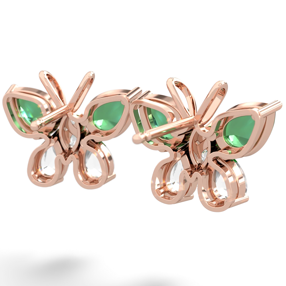 Lab Emerald Butterfly 14K Rose Gold earrings E2215