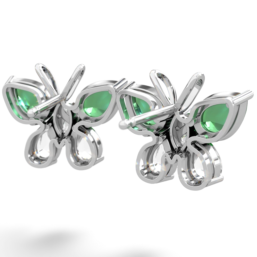 Lab Emerald Butterfly 14K White Gold earrings E2215