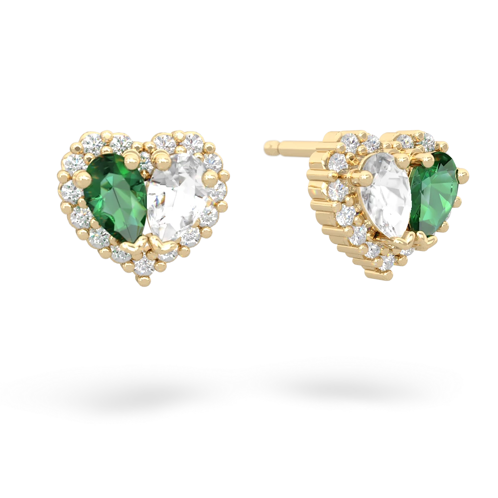 Lab Emerald Halo 14K Yellow Gold earrings E7008