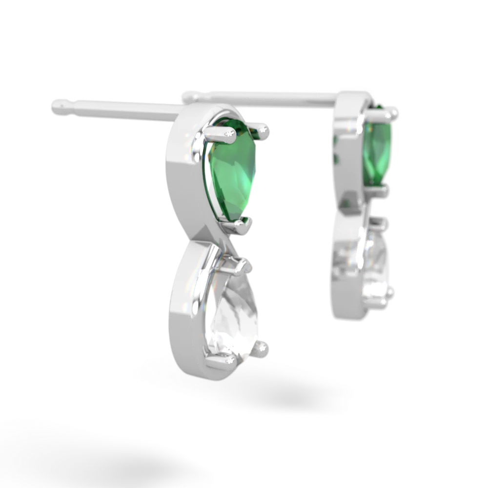 Lab Emerald Infinity 14K White Gold earrings E5050
