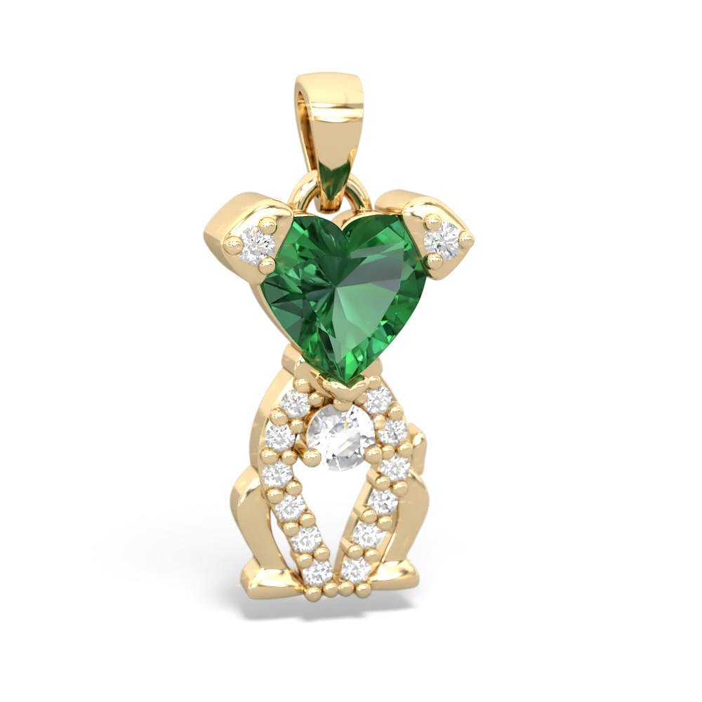 Lab Emerald Puppy Love 14K Yellow Gold pendant P5800