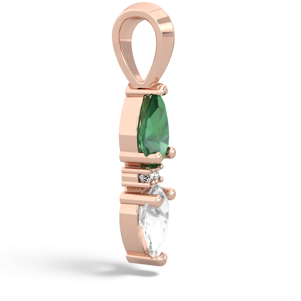 Lab Emerald Bowtie Drop 14K Rose Gold pendant P0865