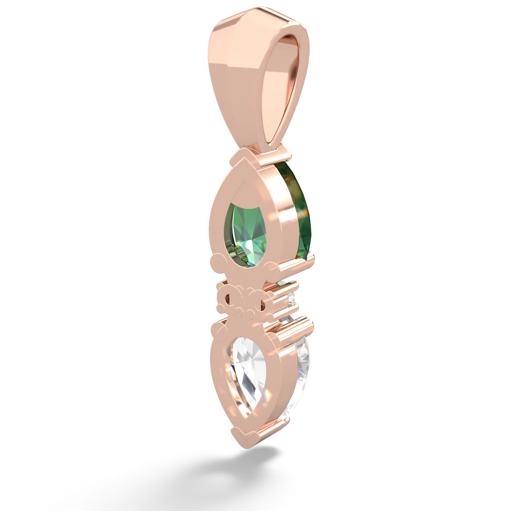 Lab Emerald Bowtie Drop 14K Rose Gold pendant P0865