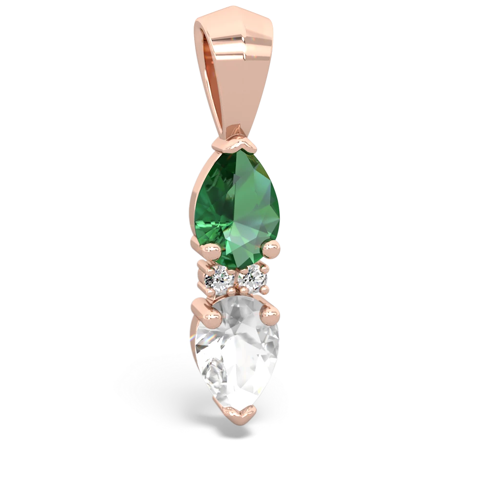 Lab Emerald Bowtie Drop 14K Rose Gold pendant P0865