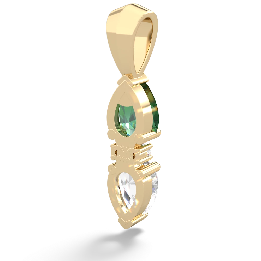 Lab Emerald Bowtie Drop 14K Yellow Gold pendant P0865