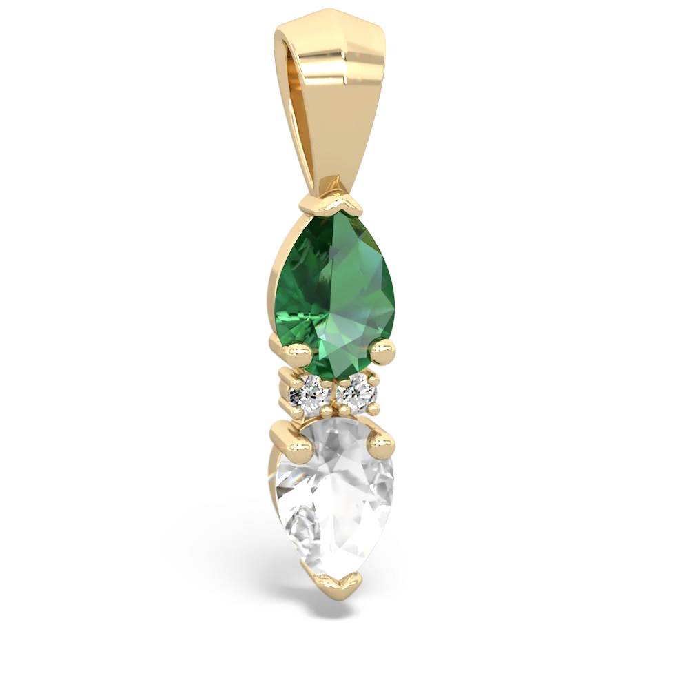 Lab Emerald Bowtie Drop 14K Yellow Gold pendant P0865