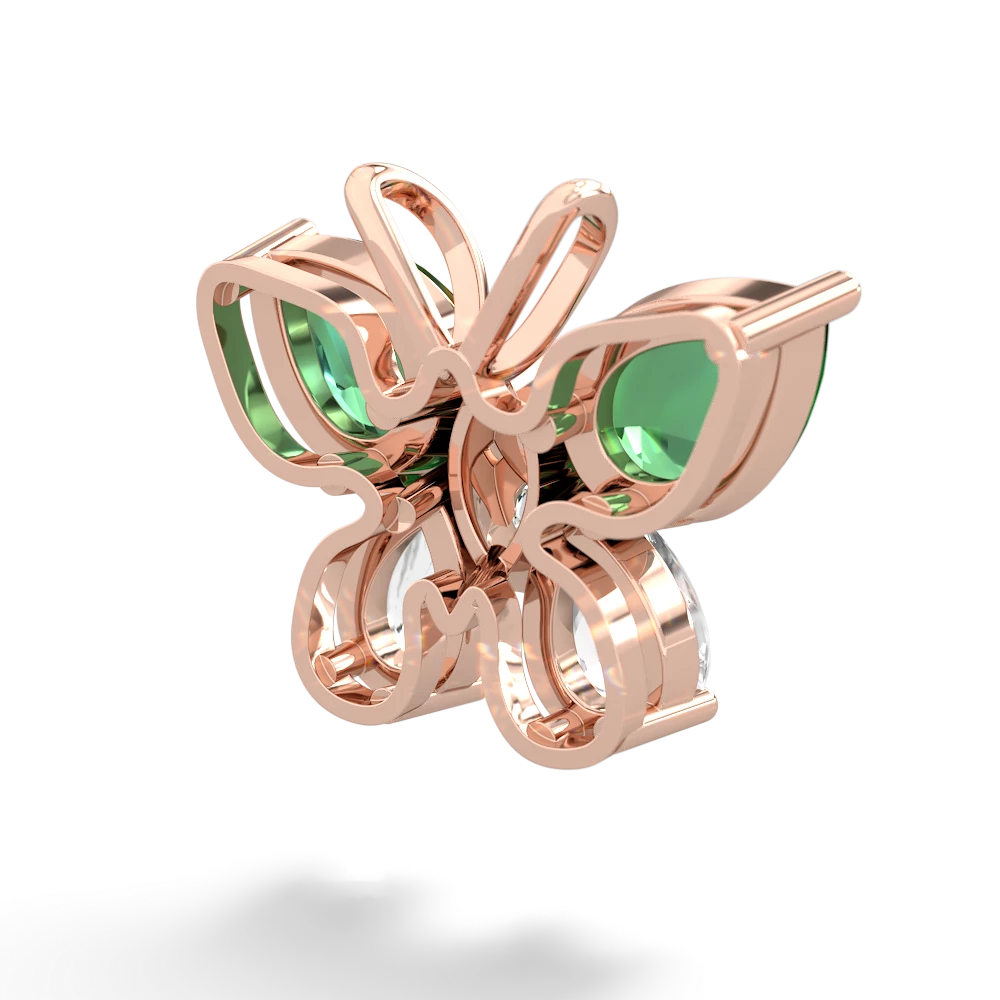 Lab Emerald Butterfly 14K Rose Gold pendant P2215