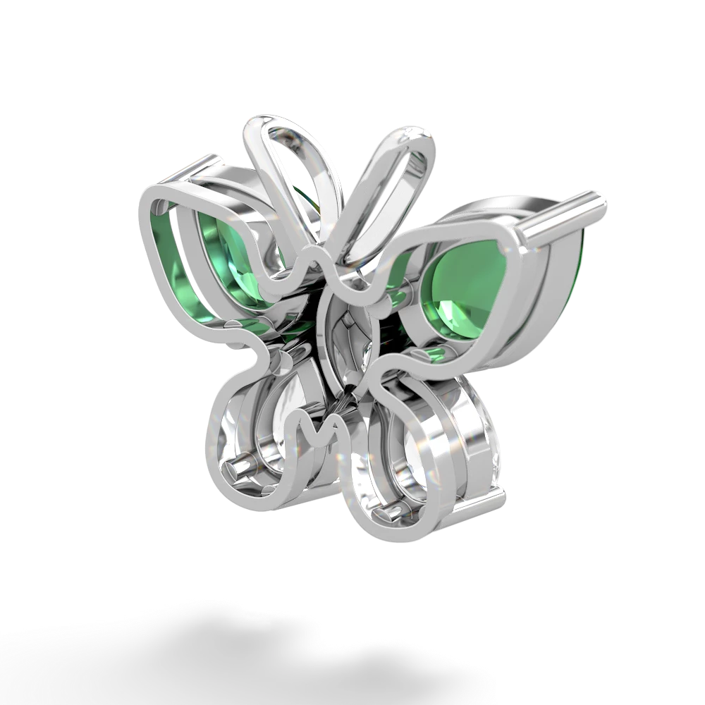 Lab Emerald Butterfly 14K White Gold pendant P2215