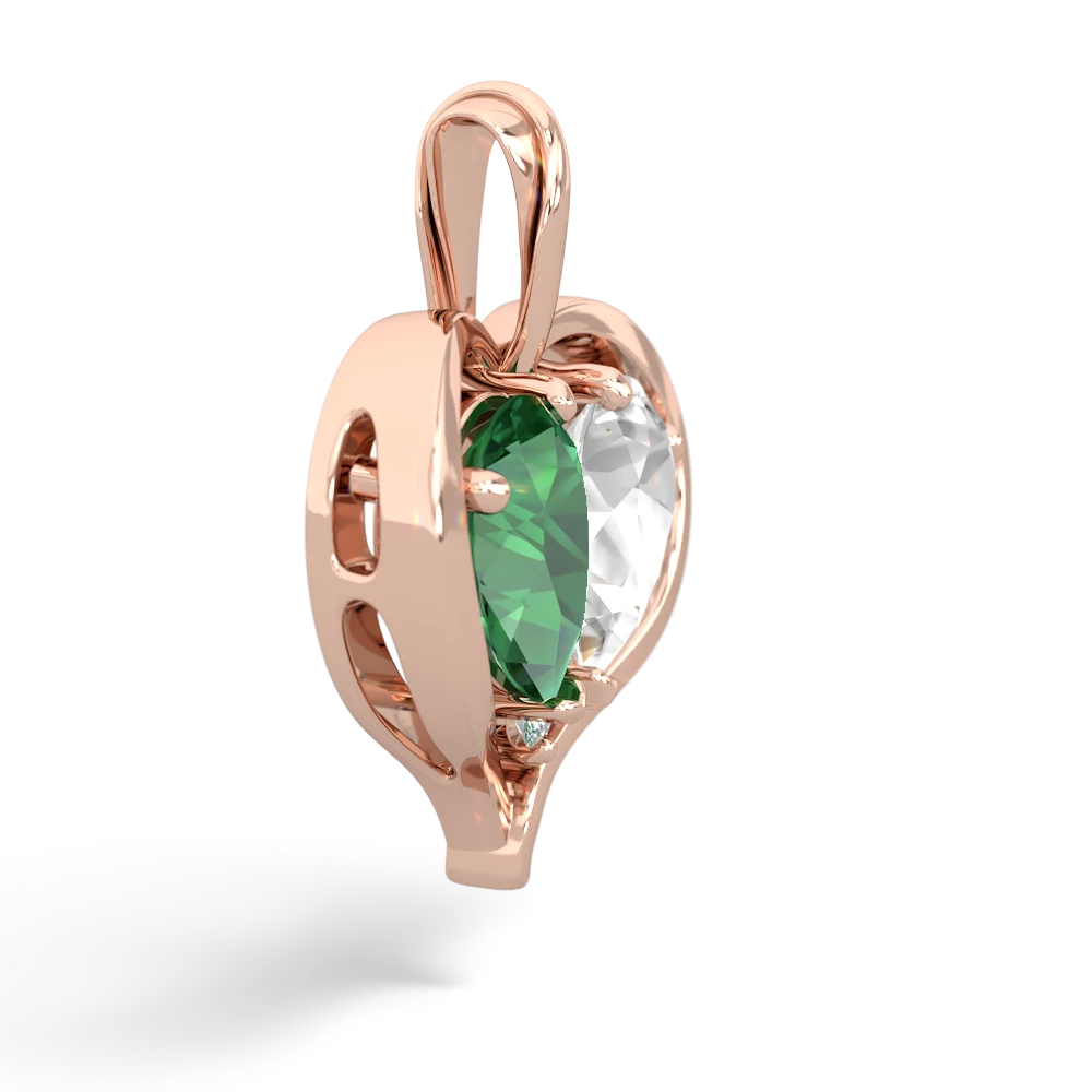 Lab Emerald Two Become One 14K Rose Gold pendant P5330