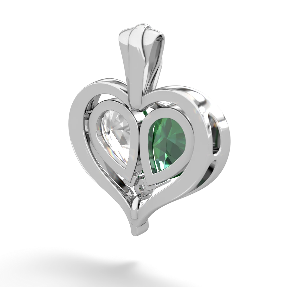 Lab Emerald Two Become One 14K White Gold pendant P5330