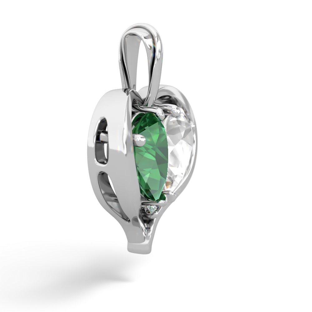 Lab Emerald Two Become One 14K White Gold pendant P5330