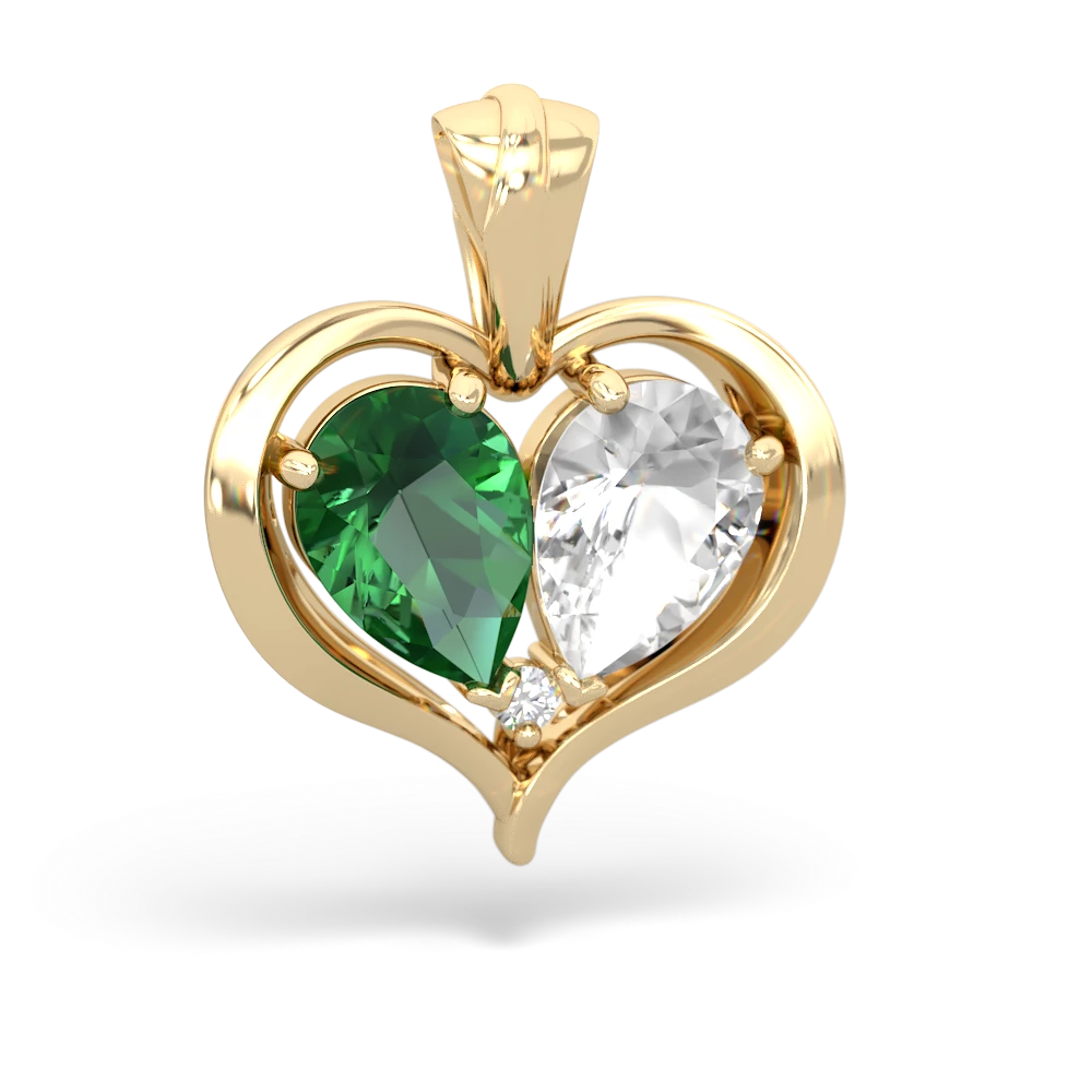 Lab Emerald Two Become One 14K Yellow Gold pendant P5330