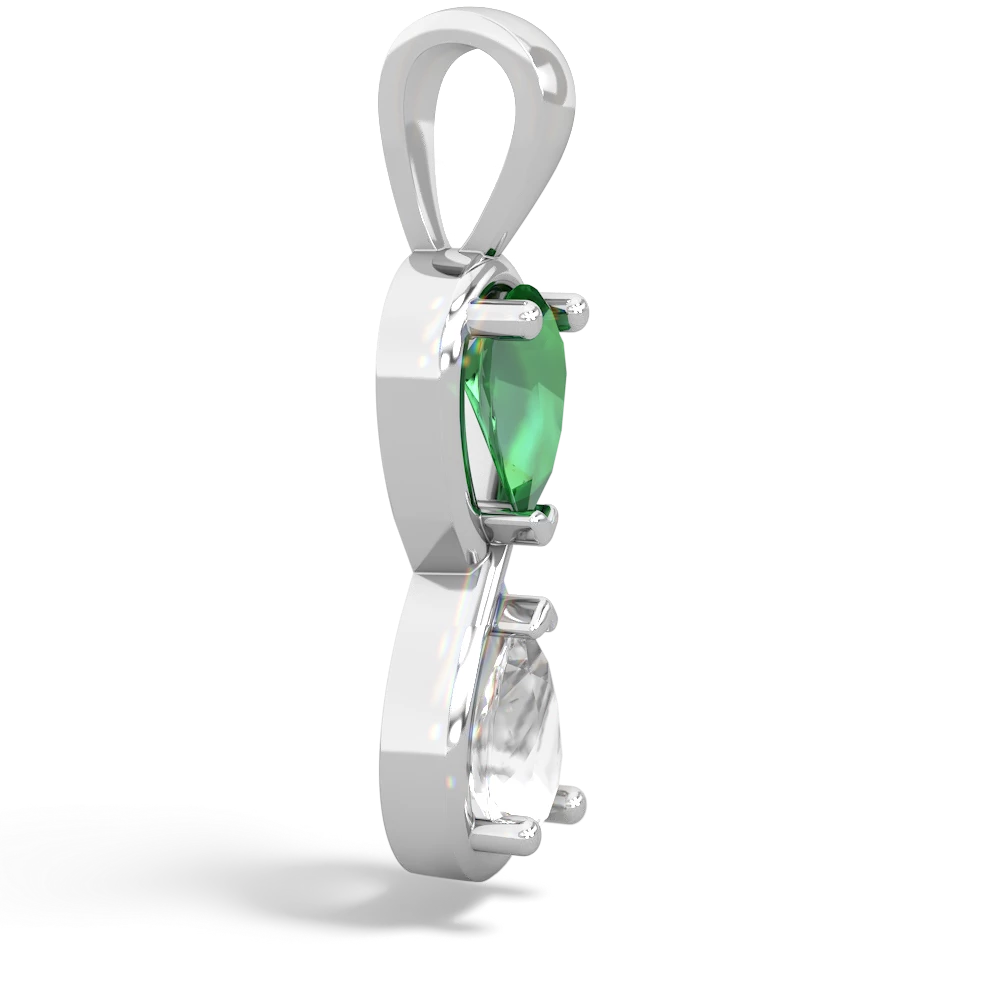 Lab Emerald Infinity 14K White Gold pendant P5050