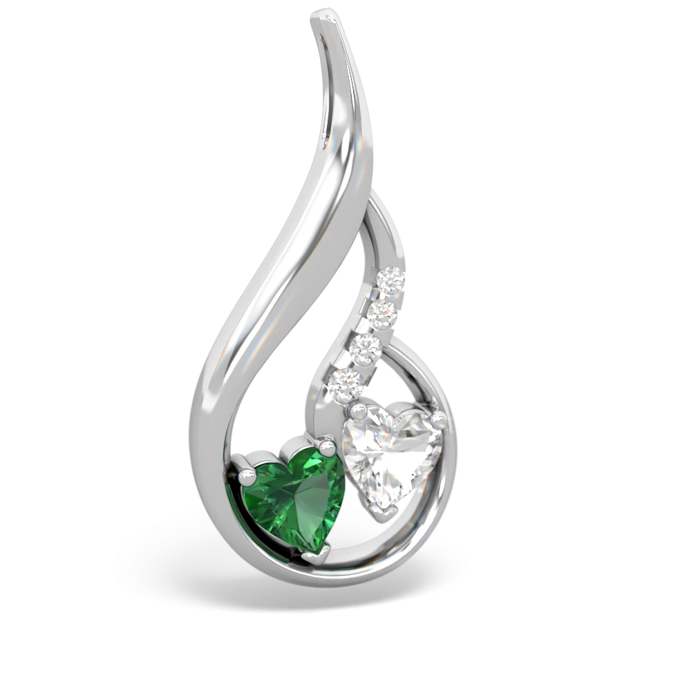 Lab Emerald Keepsake Curves 14K White Gold pendant P5450