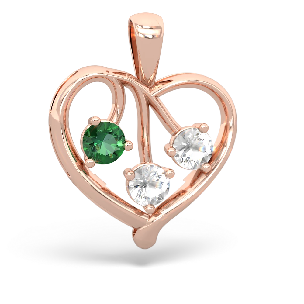 Lab Emerald Glowing Heart 14K Rose Gold pendant P2233