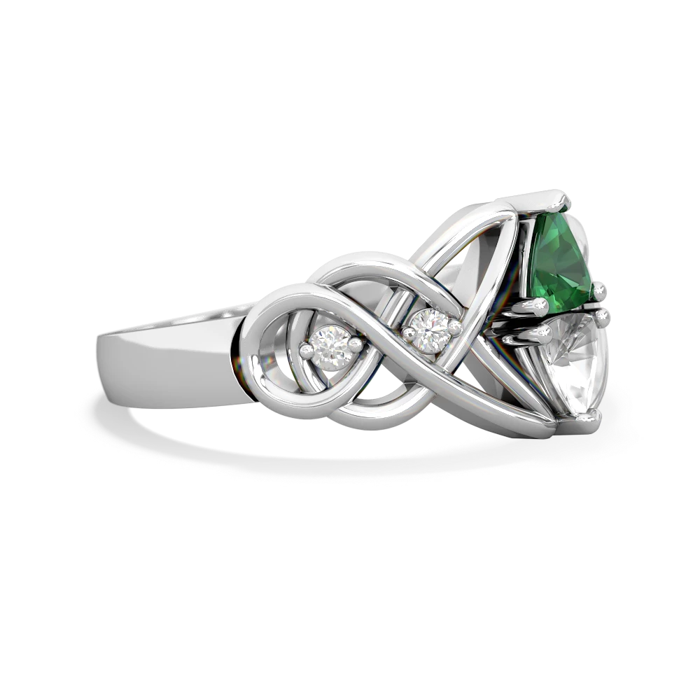 Lab Emerald Keepsake Celtic Knot 14K White Gold ring R5300