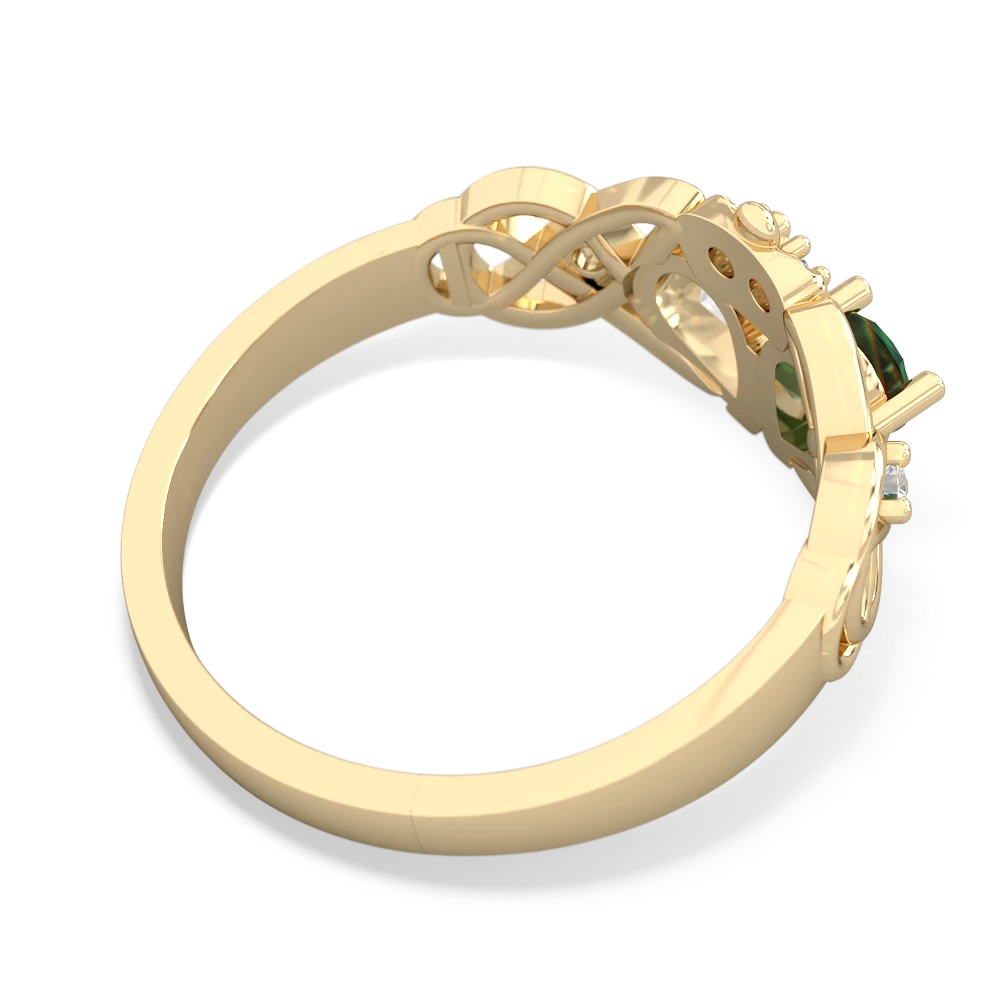 Lab Emerald 'One Heart' Celtic Knot Claddagh 14K Yellow Gold ring R5322