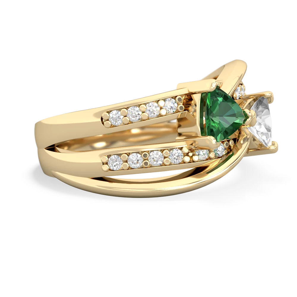 Lab Emerald Bowtie 14K Yellow Gold ring R2360