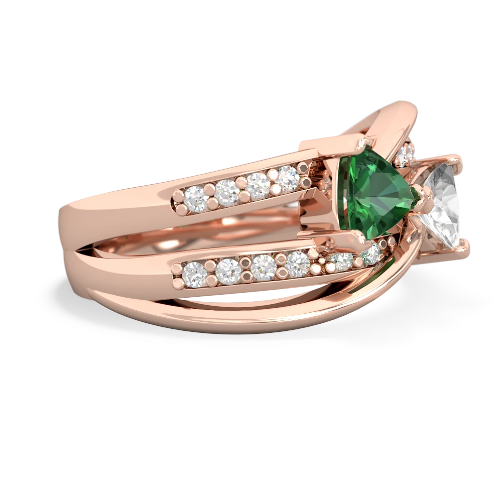 Lab Emerald Bowtie 14K Rose Gold ring R2360