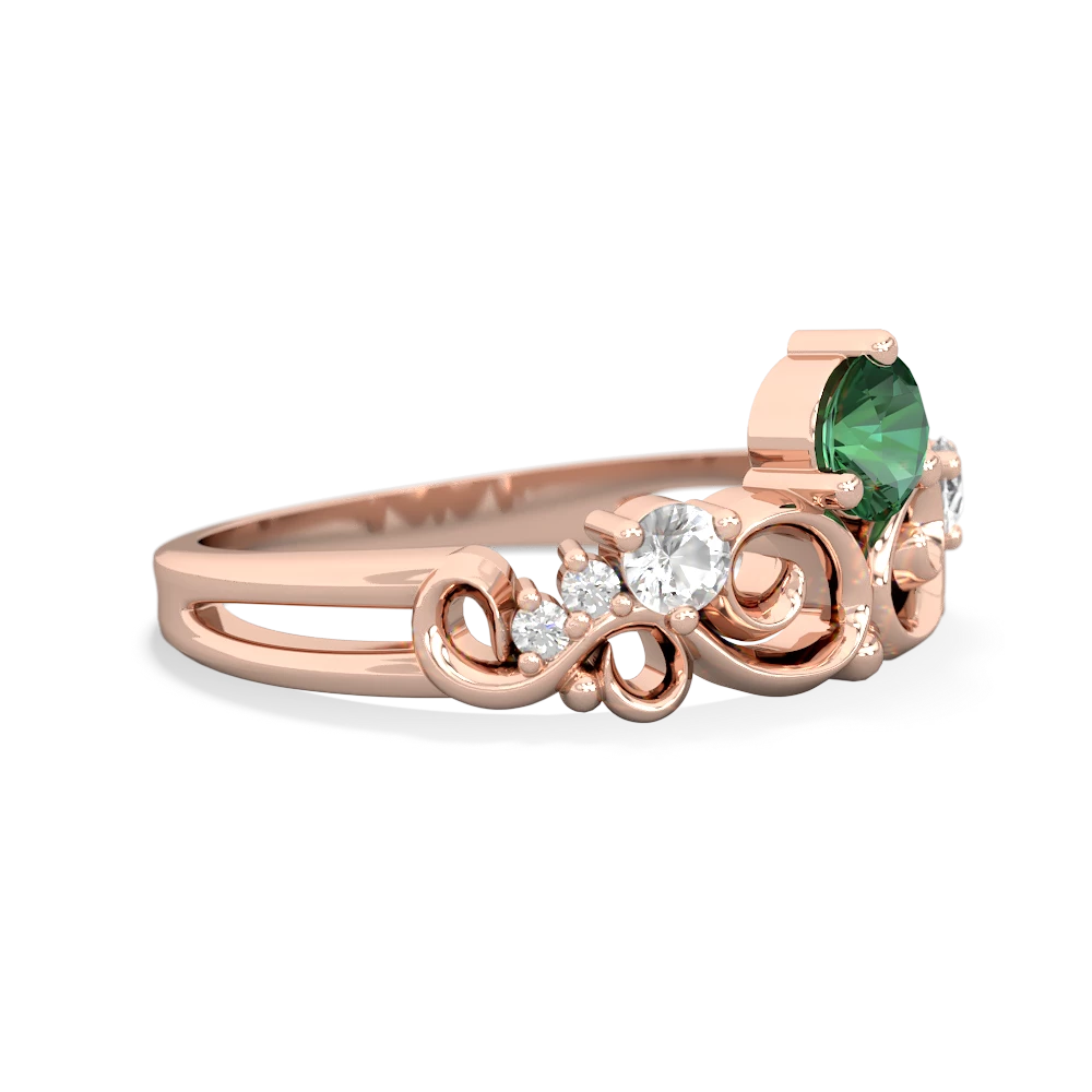 Lab Emerald Crown Keepsake 14K Rose Gold ring R5740