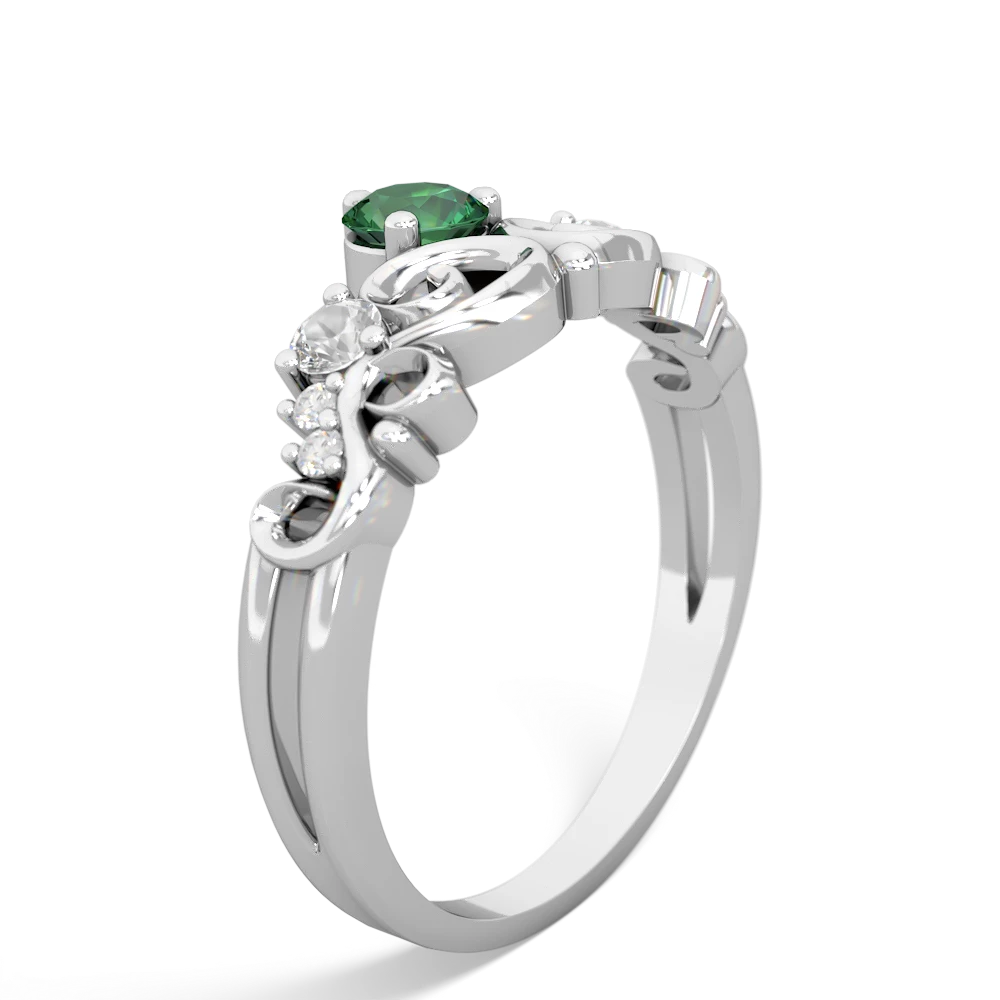 Lab Emerald Crown Keepsake 14K White Gold ring R5740