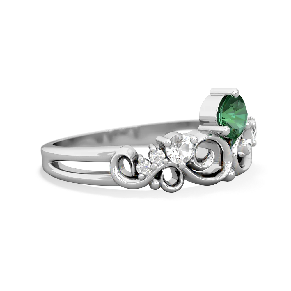 Lab Emerald Crown Keepsake 14K White Gold ring R5740