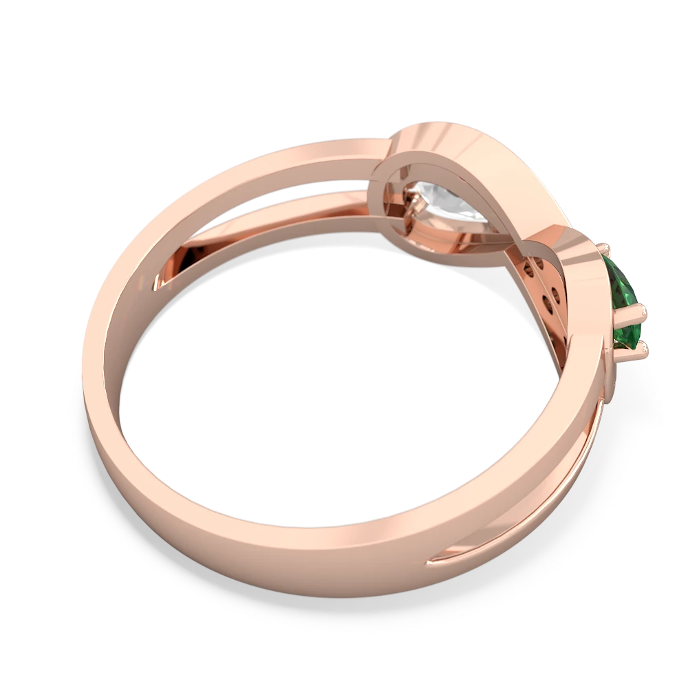 Lab Emerald Diamond Infinity 14K Rose Gold ring R5390
