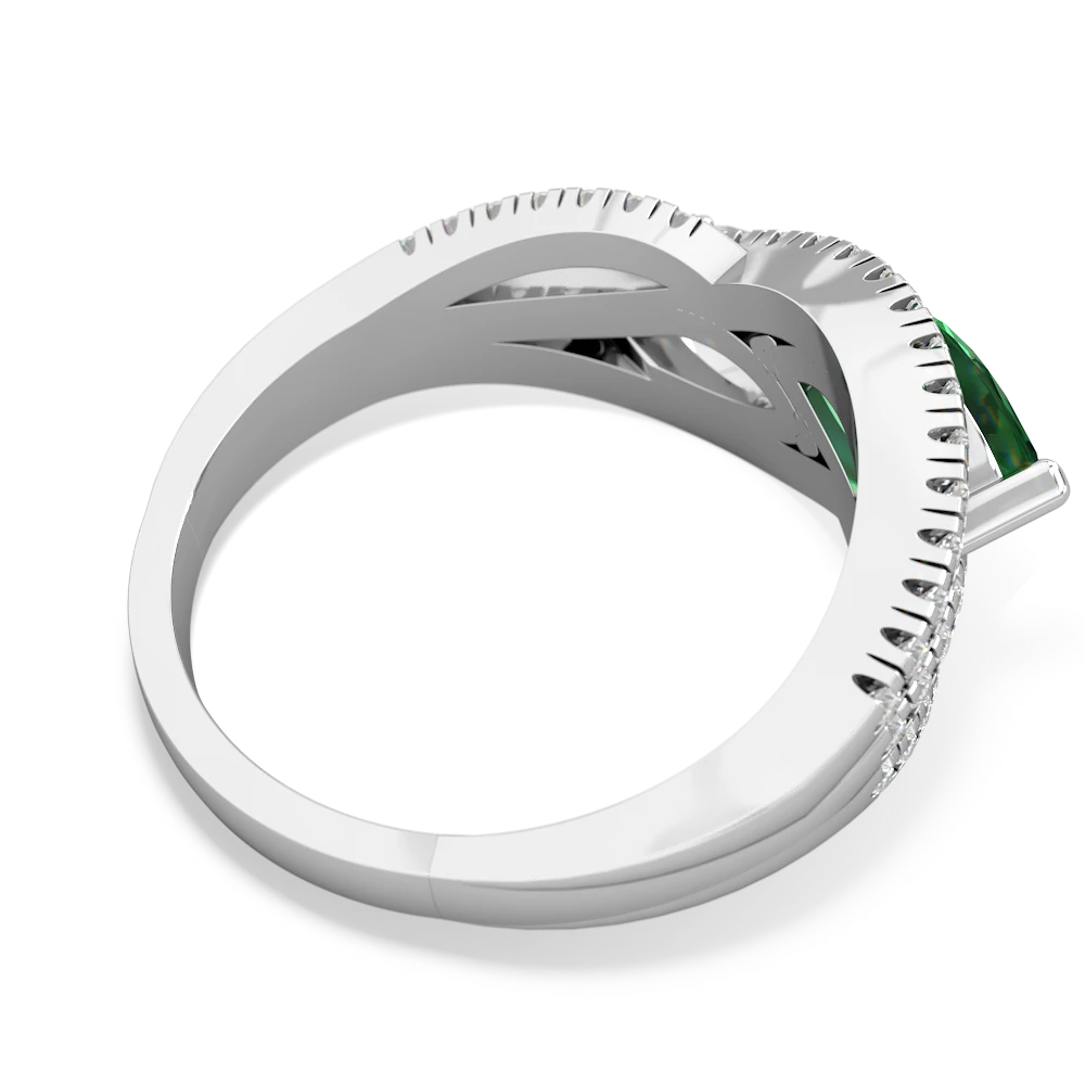 Lab Emerald Diamond Rivers 14K White Gold ring R3070