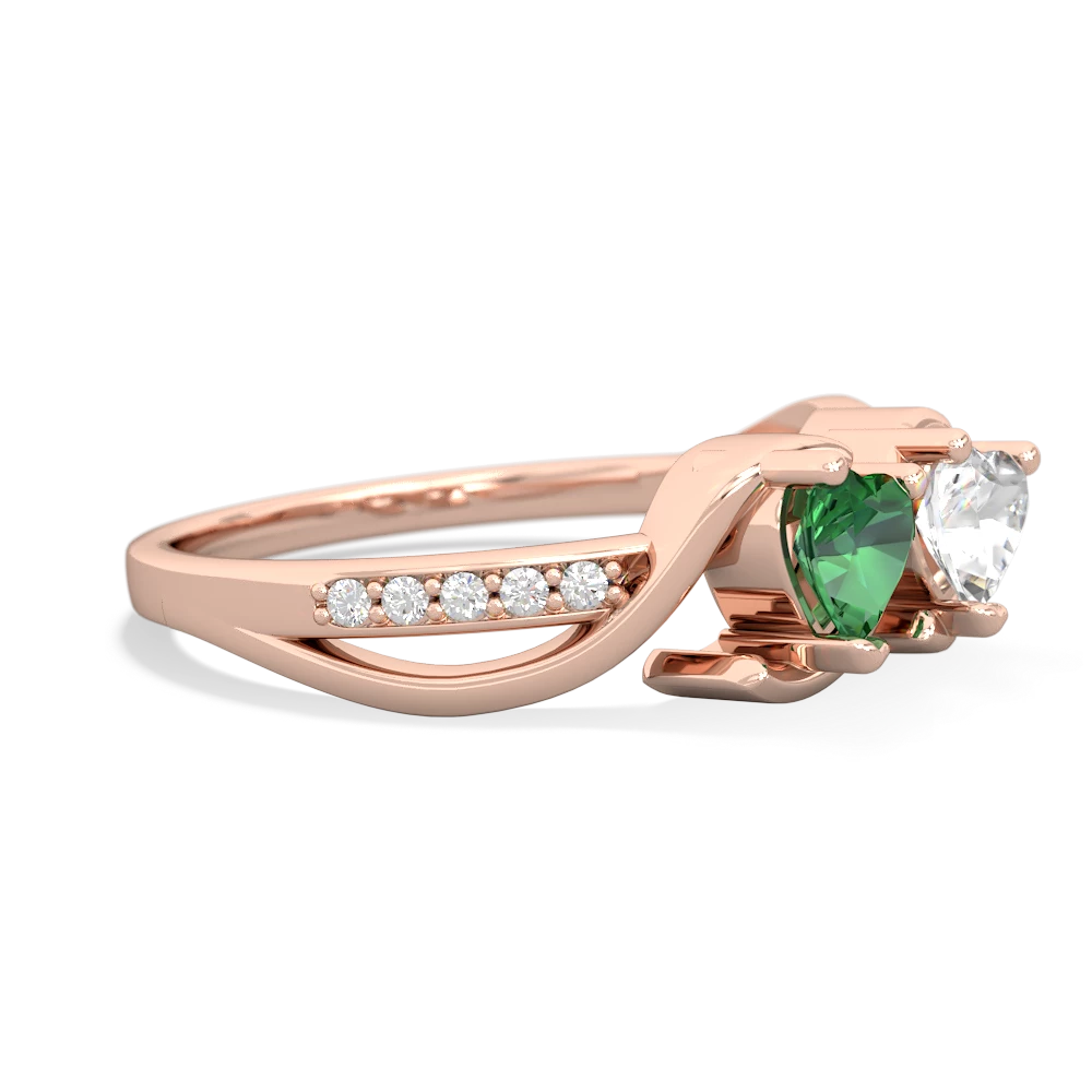 Lab Emerald Side By Side 14K Rose Gold ring R3090