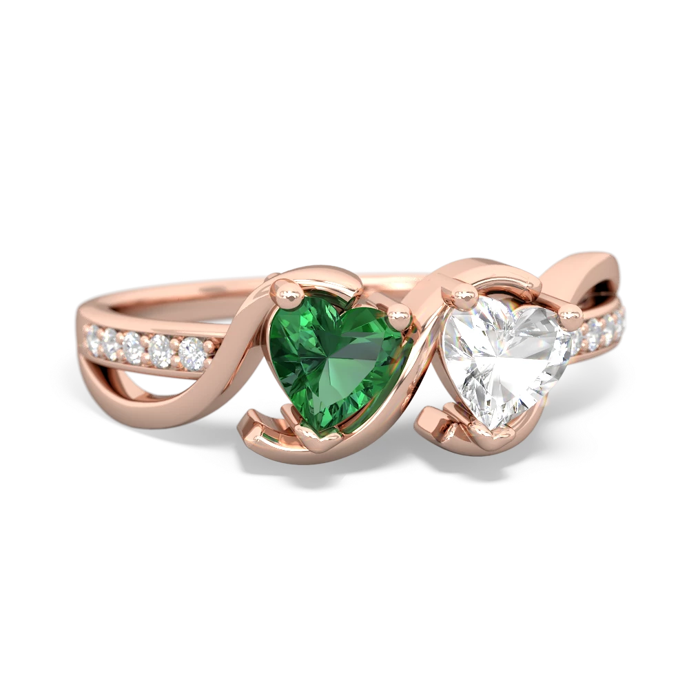 Lab Emerald Side By Side 14K Rose Gold ring R3090