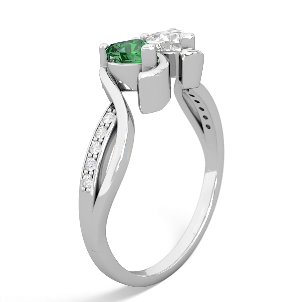 Lab Emerald Side By Side 14K White Gold ring R3090