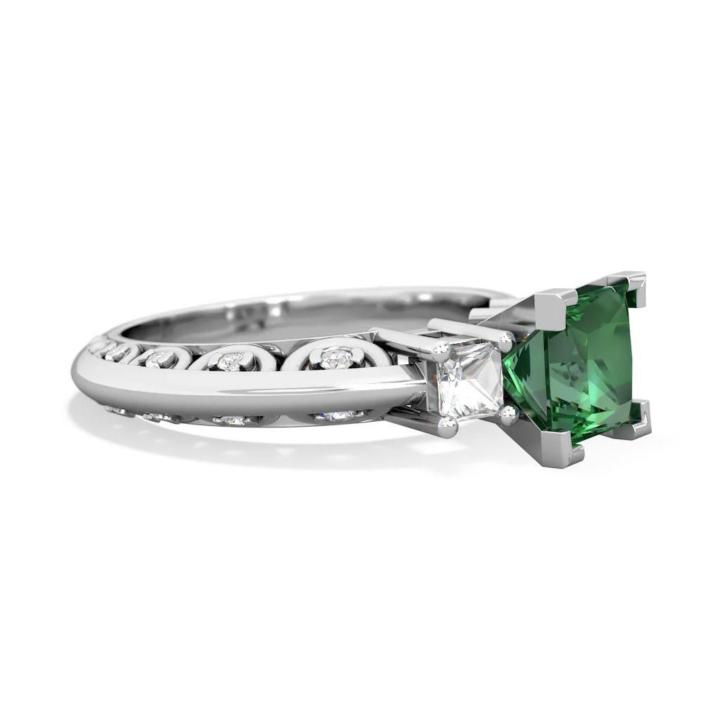 Lab Emerald Eternal Embrace Engagement 14K White Gold ring C2001