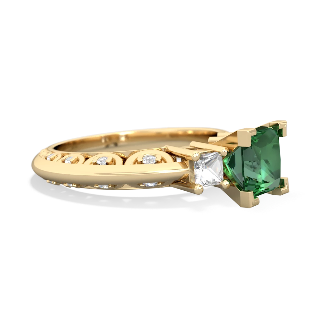 Lab Emerald Eternal Embrace Engagement 14K Yellow Gold ring C2001