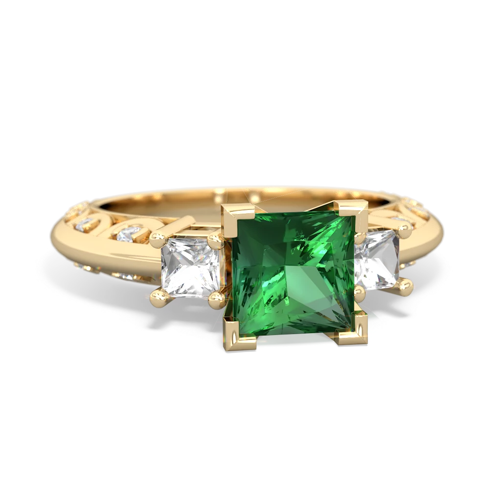 Lab Emerald Eternal Embrace Engagement 14K Yellow Gold ring C2001