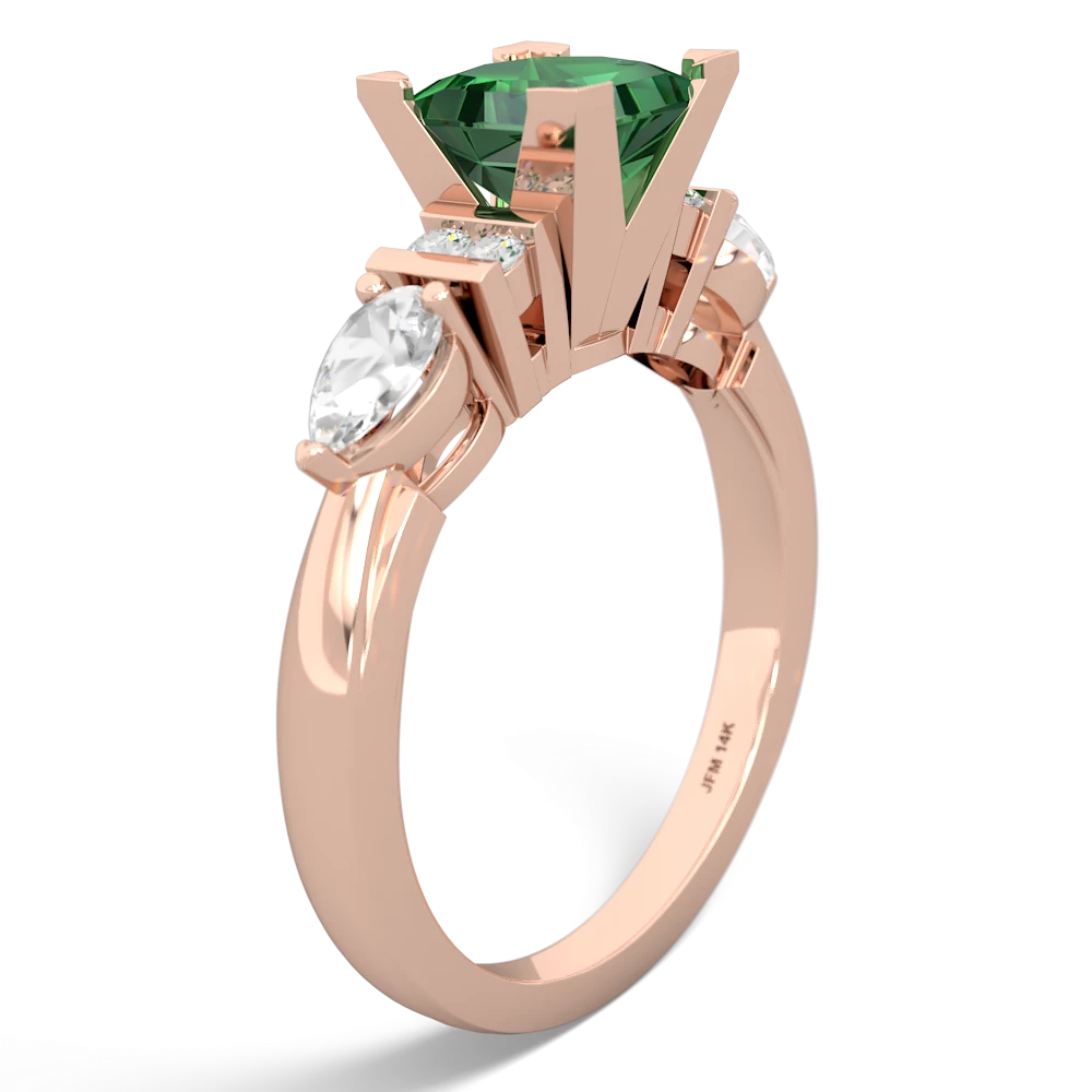 Lab Emerald 6Mm Princess Eternal Embrace Engagement 14K Rose Gold ring C2002