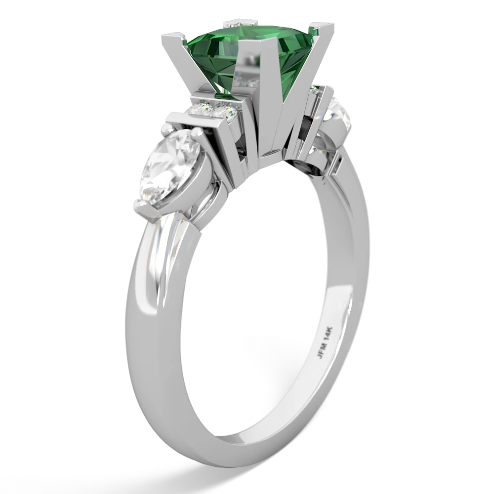 Lab Emerald 6Mm Princess Eternal Embrace Engagement 14K White Gold ring C2002