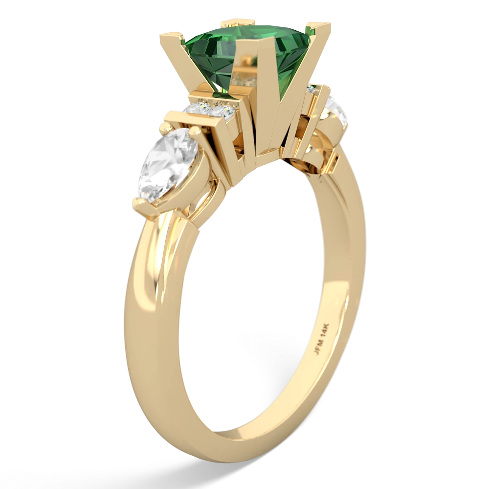 Lab Emerald 6Mm Princess Eternal Embrace Engagement 14K Yellow Gold ring C2002