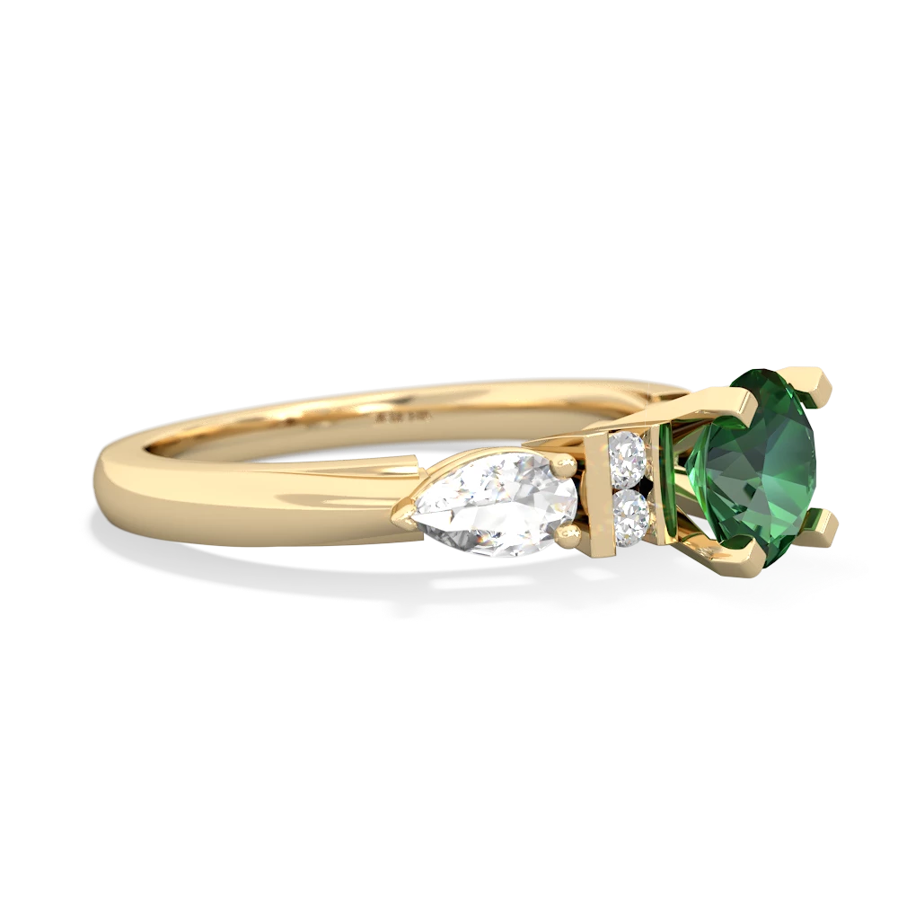 Lab Emerald 6Mm Round Eternal Embrace Engagement 14K Yellow Gold ring R2005