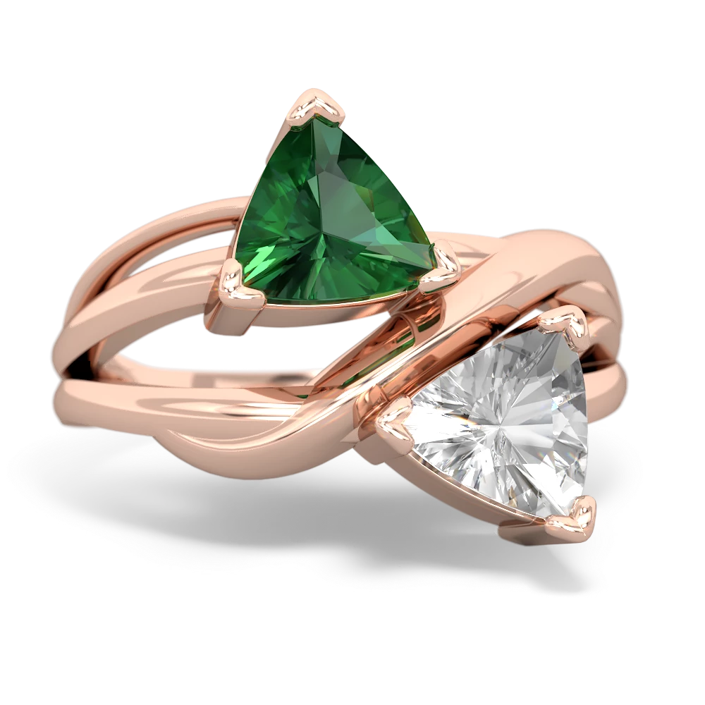 Lab Emerald Split Band Swirl 14K Rose Gold ring R2341