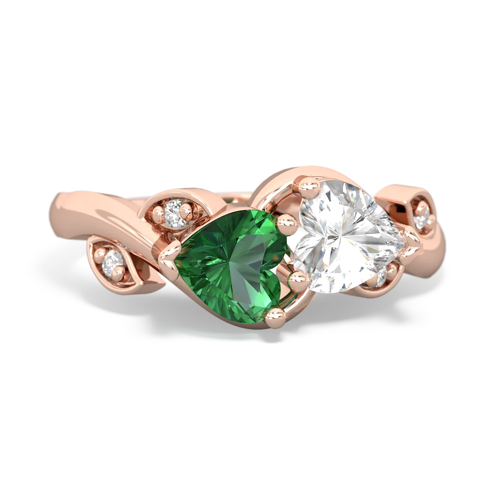 Lab Emerald Floral Elegance 14K Rose Gold ring R5790